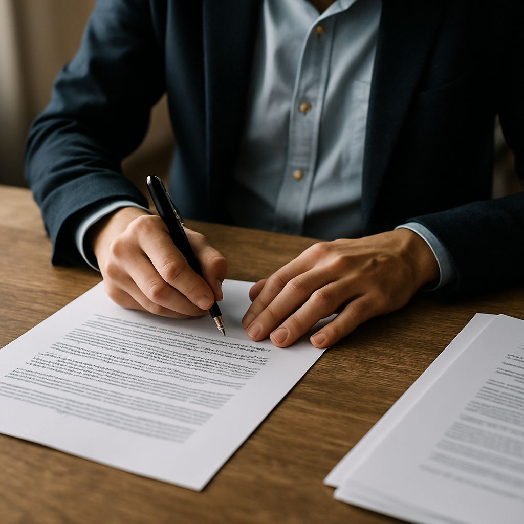 person signing contract documents