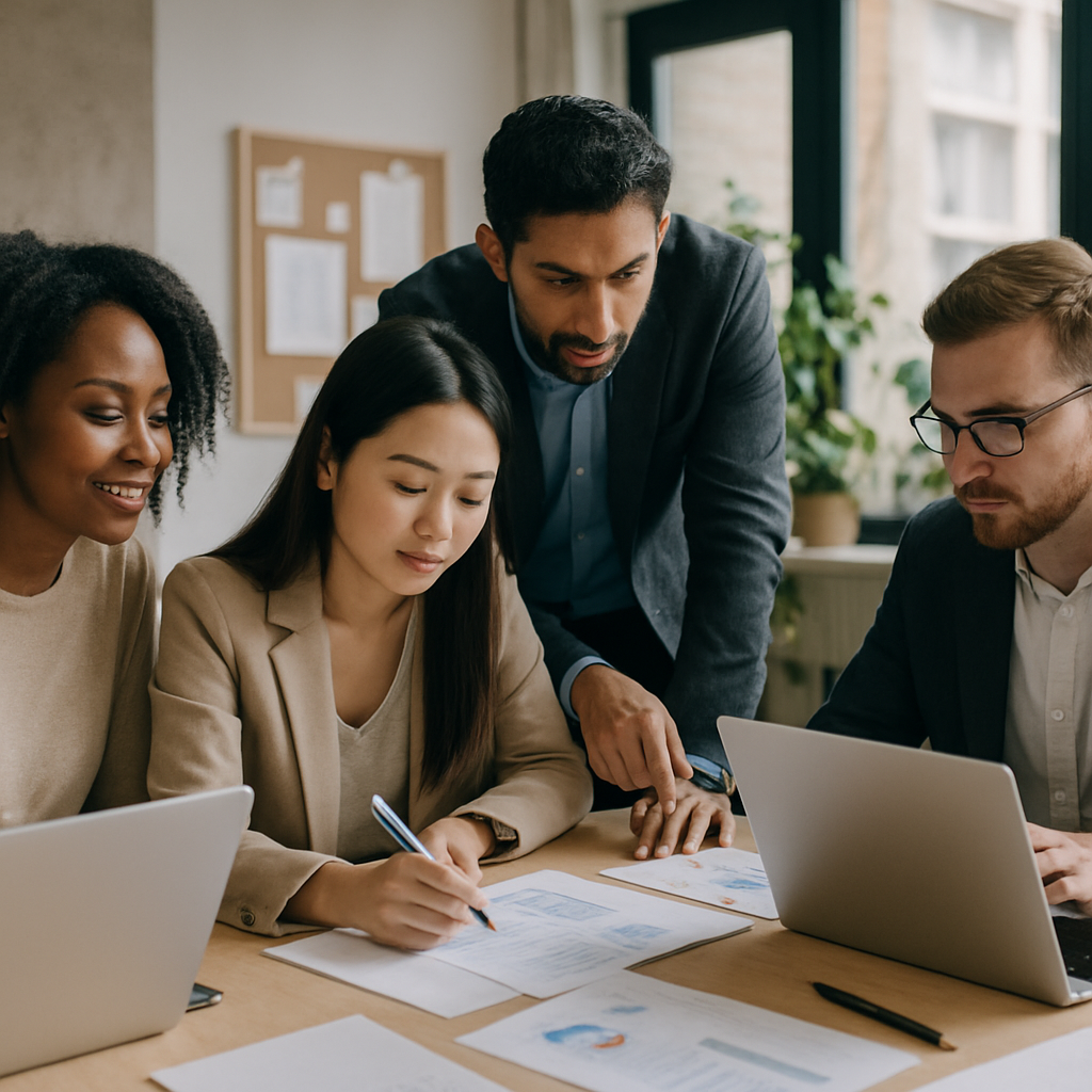 diverse corporate team collaboration workspace