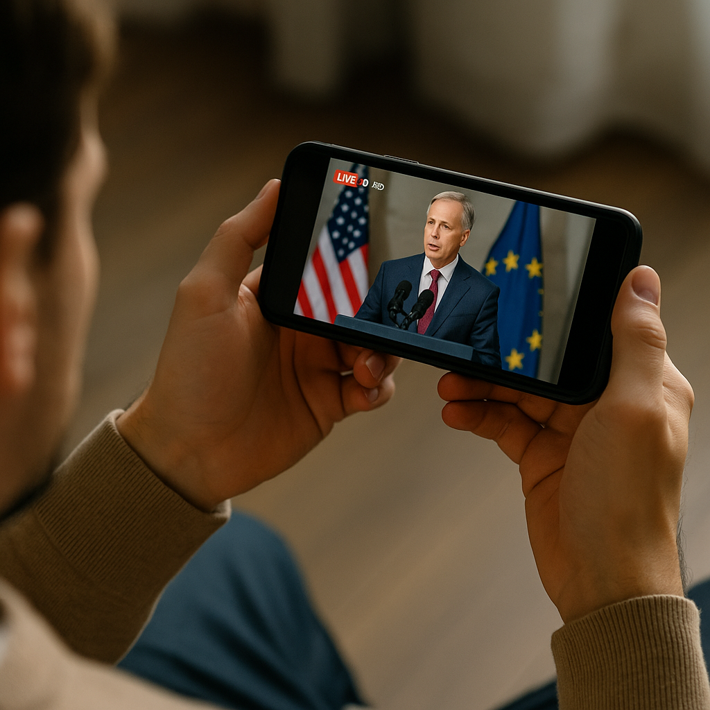 person watching live stream on smartphone