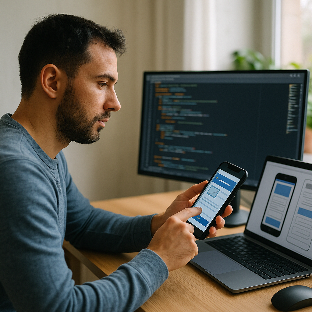 software developer working on mobile application